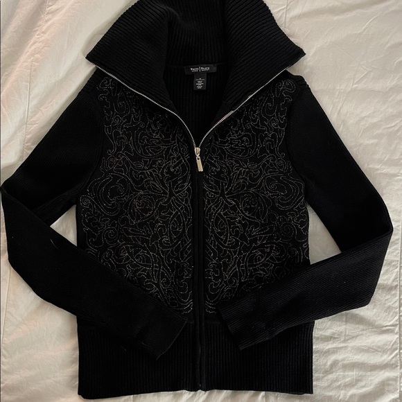 White House Black Market Sweaters - White House Black Market Black Turtleneck Zip-Up Sweater